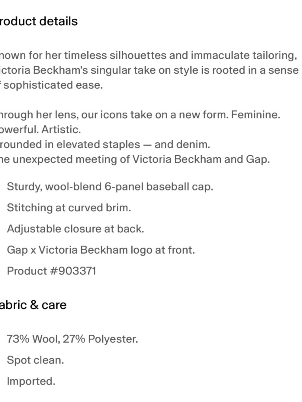 Victoria Beckham x GAP - Navy Logo Baseball Cap New w/ Tags - Picture 8 of 9
